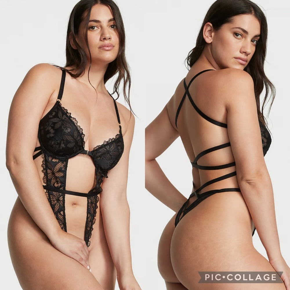 Victoria’s Secret Floral Embroidery Unlined Crotchless Teddy
